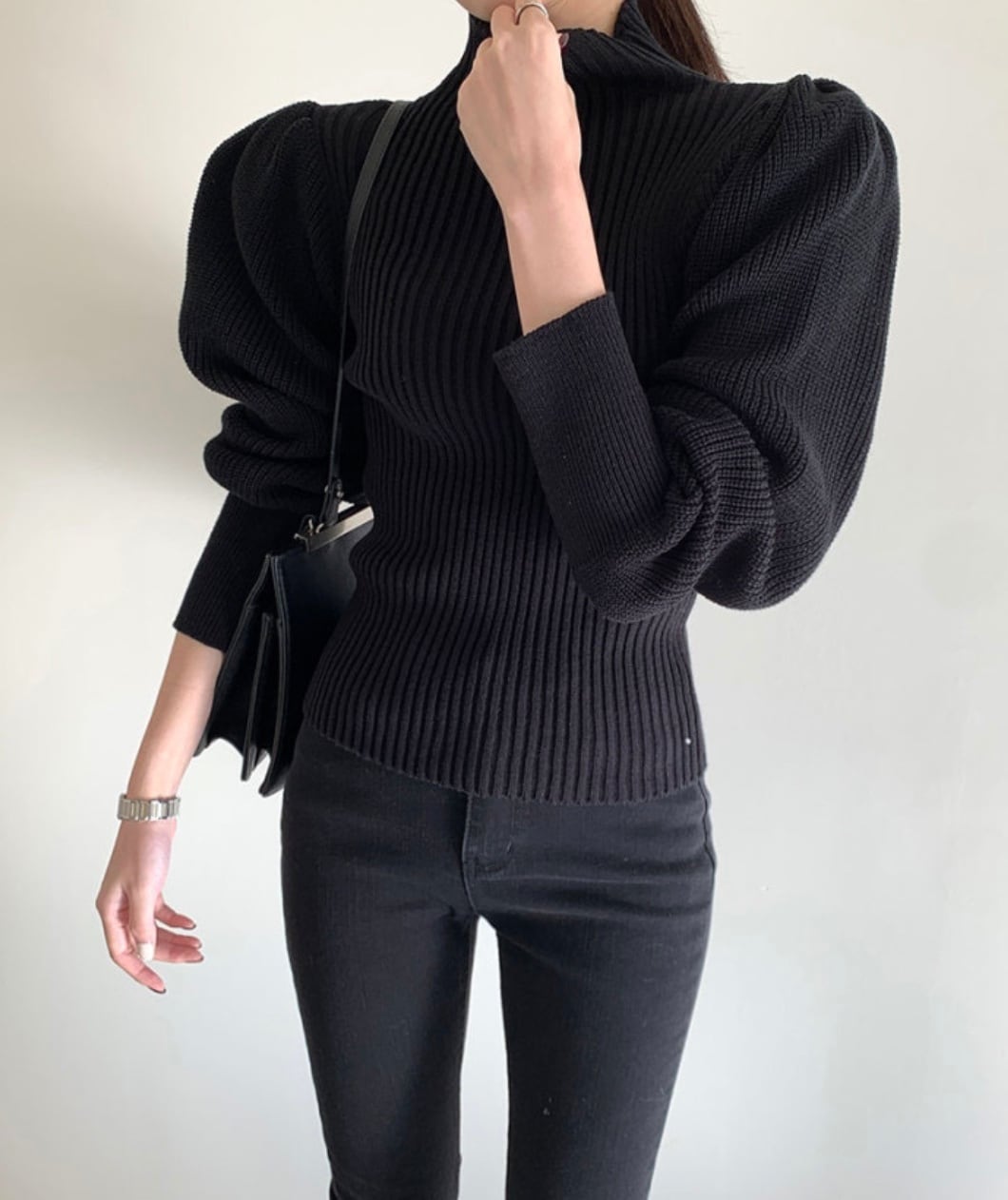 【上質ウール】タートルネック切り替えスリーブ美ラインニット　３色展開 - select store mirror me【上質ウール】タートルネック切り替えスリーブ美ラインニット　３色展開163661176mirror meselect store mirror me163661176ホワイト