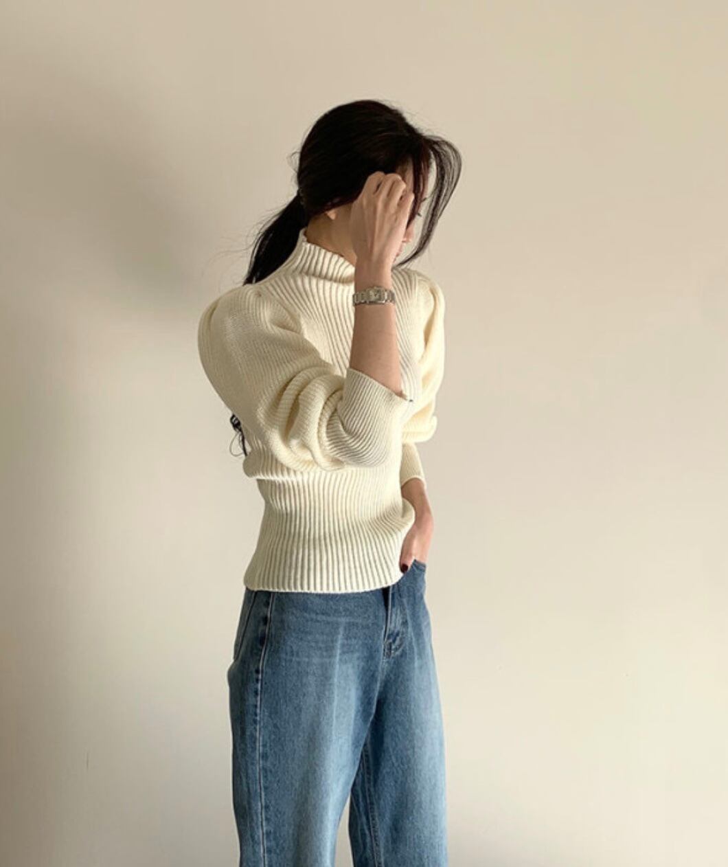 【上質ウール】タートルネック切り替えスリーブ美ラインニット　３色展開 - select store mirror me【上質ウール】タートルネック切り替えスリーブ美ラインニット　３色展開163661176mirror meselect store mirror me163661176ホワイト