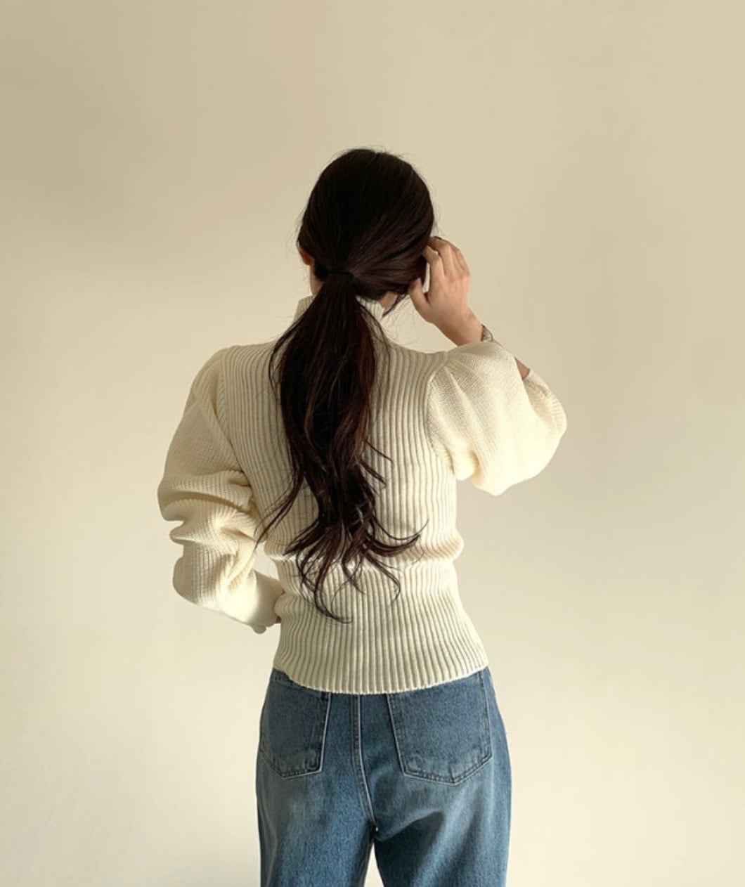 【上質ウール】タートルネック切り替えスリーブ美ラインニット　３色展開 - select store mirror me【上質ウール】タートルネック切り替えスリーブ美ラインニット　３色展開163661176mirror meselect store mirror me163661176ホワイト