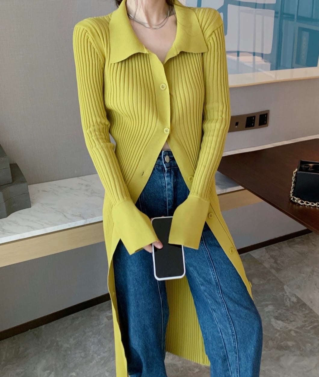＜インスタグラマー様ご愛用＞襟付き袖フレア切り替えリブニットワンピース　３色展開 - select store mirror me＜インスタグラマー様ご愛用＞襟付き袖フレア切り替えリブニットワンピース　３色展開164237672mirror meselect store mirror me164237672マスタード S