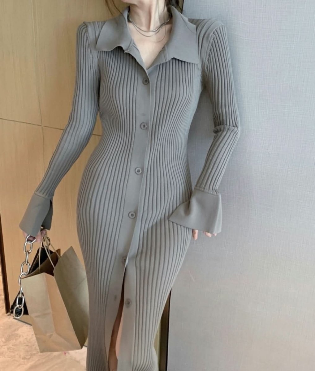 ＜インスタグラマー様ご愛用＞襟付き袖フレア切り替えリブニットワンピース　３色展開 - select store mirror me＜インスタグラマー様ご愛用＞襟付き袖フレア切り替えリブニットワンピース　３色展開164237672mirror meselect store mirror me164237672マスタード S
