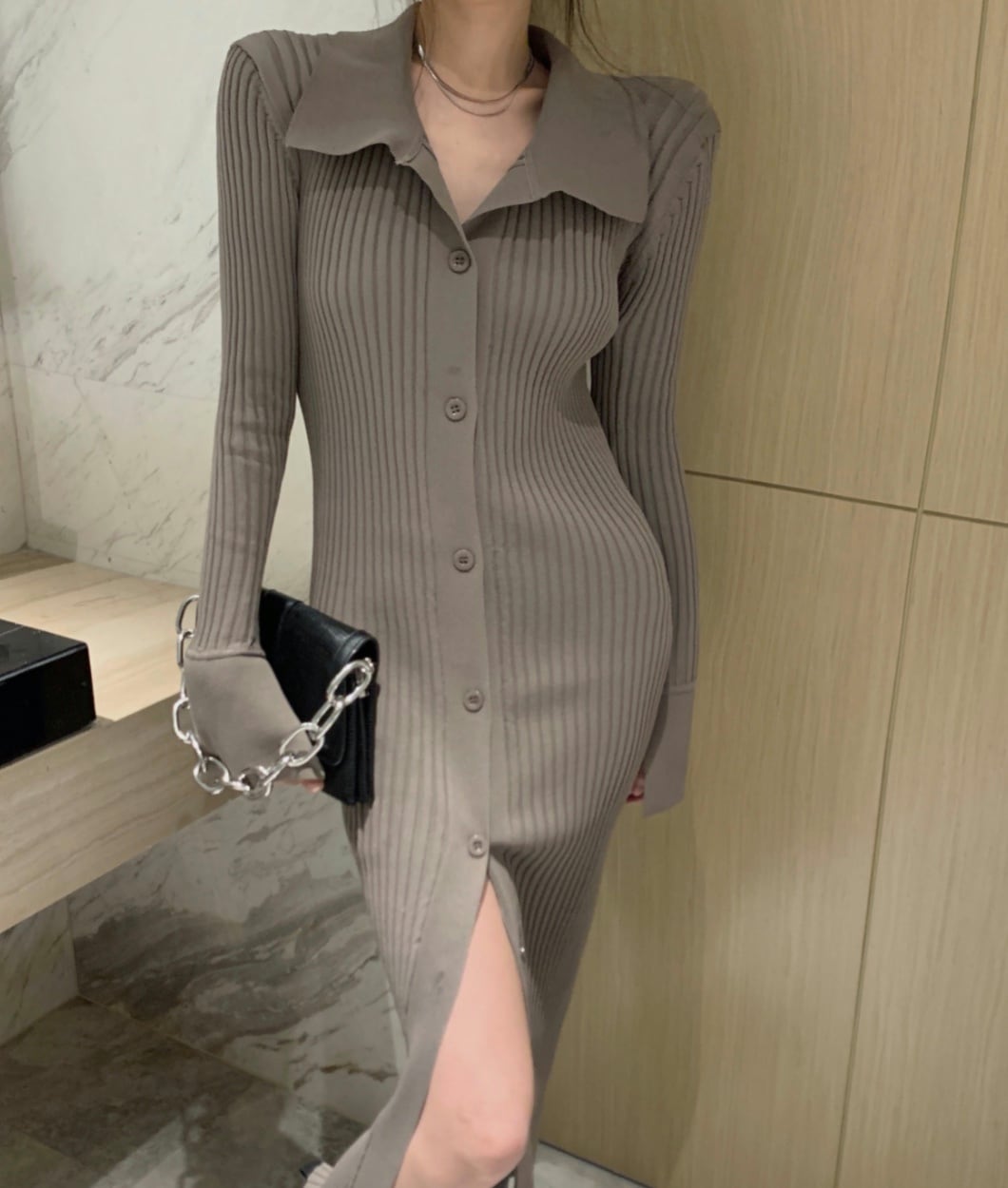 ＜インスタグラマー様ご愛用＞襟付き袖フレア切り替えリブニットワンピース　３色展開 - select store mirror me＜インスタグラマー様ご愛用＞襟付き袖フレア切り替えリブニットワンピース　３色展開164237672mirror meselect store mirror me164237672マスタード S