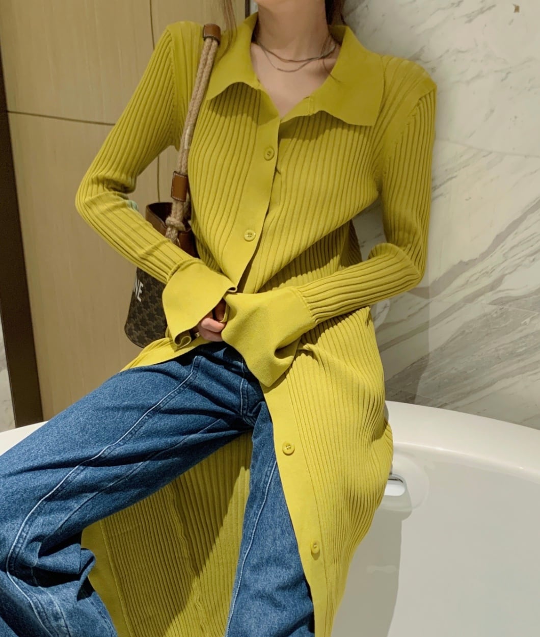 ＜インスタグラマー様ご愛用＞襟付き袖フレア切り替えリブニットワンピース　３色展開 - select store mirror me＜インスタグラマー様ご愛用＞襟付き袖フレア切り替えリブニットワンピース　３色展開164237672mirror meselect store mirror me164237672マスタード S