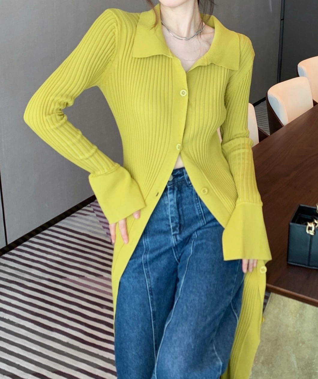 ＜インスタグラマー様ご愛用＞襟付き袖フレア切り替えリブニットワンピース　３色展開 - select store mirror me＜インスタグラマー様ご愛用＞襟付き袖フレア切り替えリブニットワンピース　３色展開164237672mirror meselect store mirror me164237672マスタード S