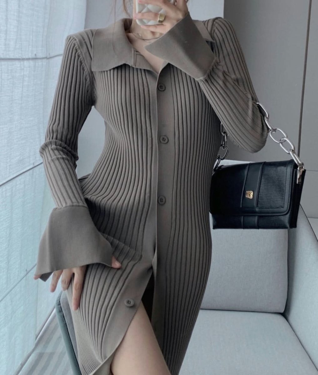 ＜インスタグラマー様ご愛用＞襟付き袖フレア切り替えリブニットワンピース　３色展開 - select store mirror me＜インスタグラマー様ご愛用＞襟付き袖フレア切り替えリブニットワンピース　３色展開164237672mirror meselect store mirror me164237672マスタード S