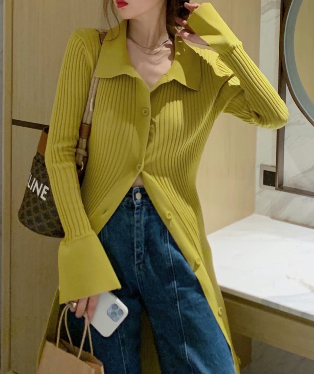 ＜インスタグラマー様ご愛用＞襟付き袖フレア切り替えリブニットワンピース　３色展開 - select store mirror me＜インスタグラマー様ご愛用＞襟付き袖フレア切り替えリブニットワンピース　３色展開164237672mirror meselect store mirror me164237672マスタード S
