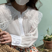 【動画あり】シースルーフランスレースブラウス　３色展開 - select store mirror me【動画あり】シースルーフランスレースブラウス　３色展開174651513mirror meselect store mirror me174651513ホワイト
