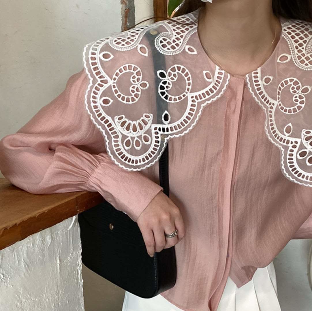 【動画あり】シースルーフランスレースブラウス　３色展開 - select store mirror me【動画あり】シースルーフランスレースブラウス　３色展開174651513mirror meselect store mirror me174651513ホワイト