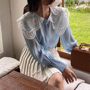 【動画あり】シースルーフランスレースブラウス　３色展開 - select store mirror me【動画あり】シースルーフランスレースブラウス　３色展開174651513mirror meselect store mirror me174651513ホワイト