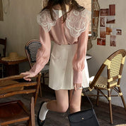 【動画あり】シースルーフランスレースブラウス　３色展開 - select store mirror me【動画あり】シースルーフランスレースブラウス　３色展開174651513mirror meselect store mirror me174651513ホワイト