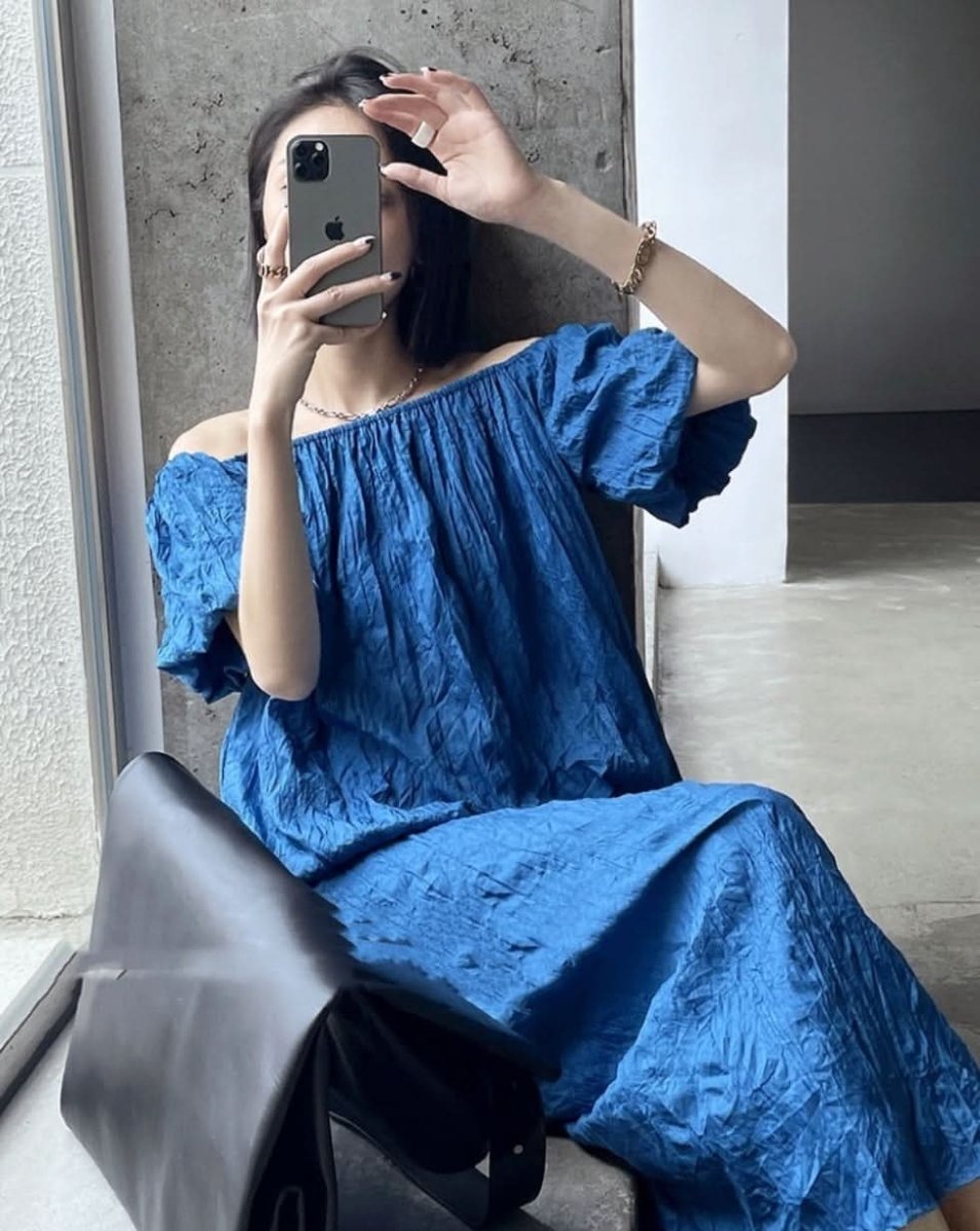 オフショルダーストレートワンピース　３色展開 - select store mirror meオフショルダーストレートワンピース　３色展開176665510mirror meselect store mirror me176665510ブルー