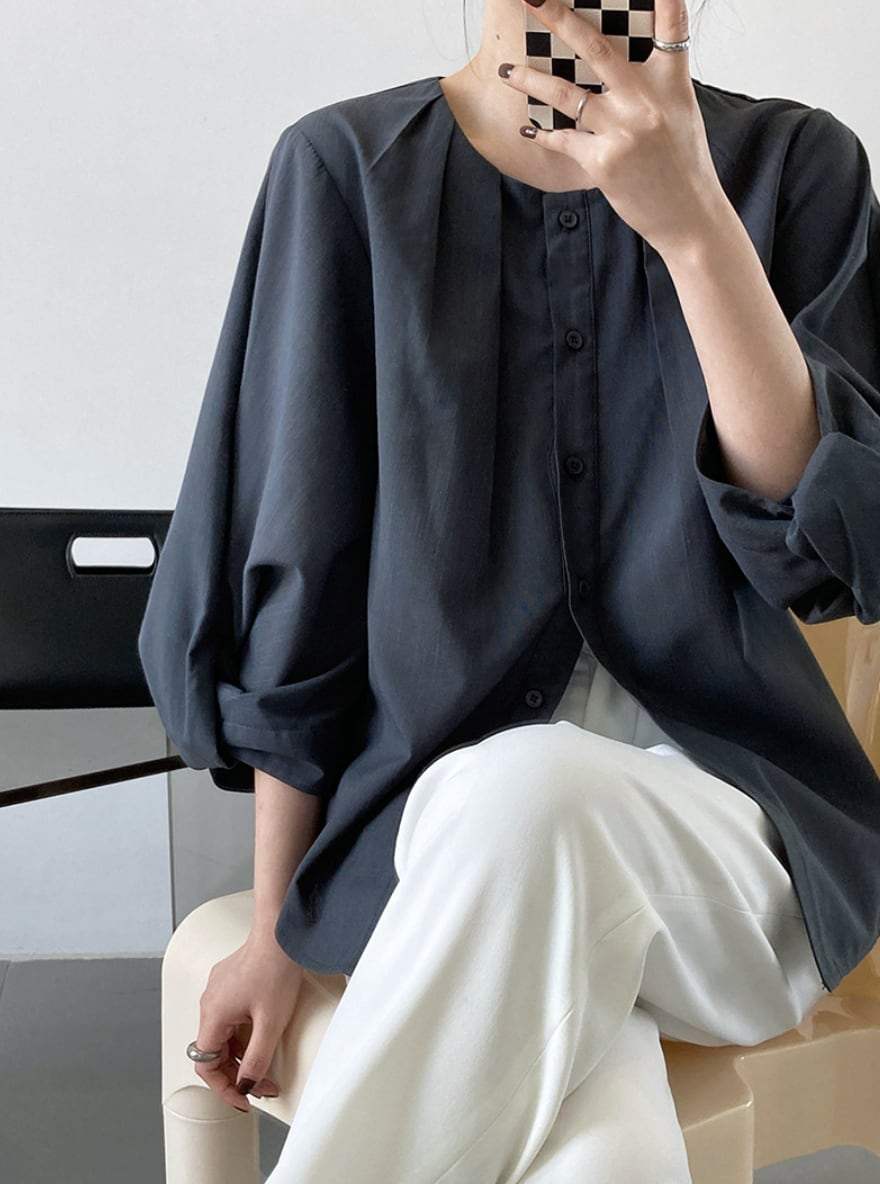 【動画あり】ラウンドネックランタンスリーブブラウス　３色展開 - select store mirror me【動画あり】ラウンドネックランタンスリーブブラウス　３色展開189782159mirror meselect store mirror me189782159ホワイトS