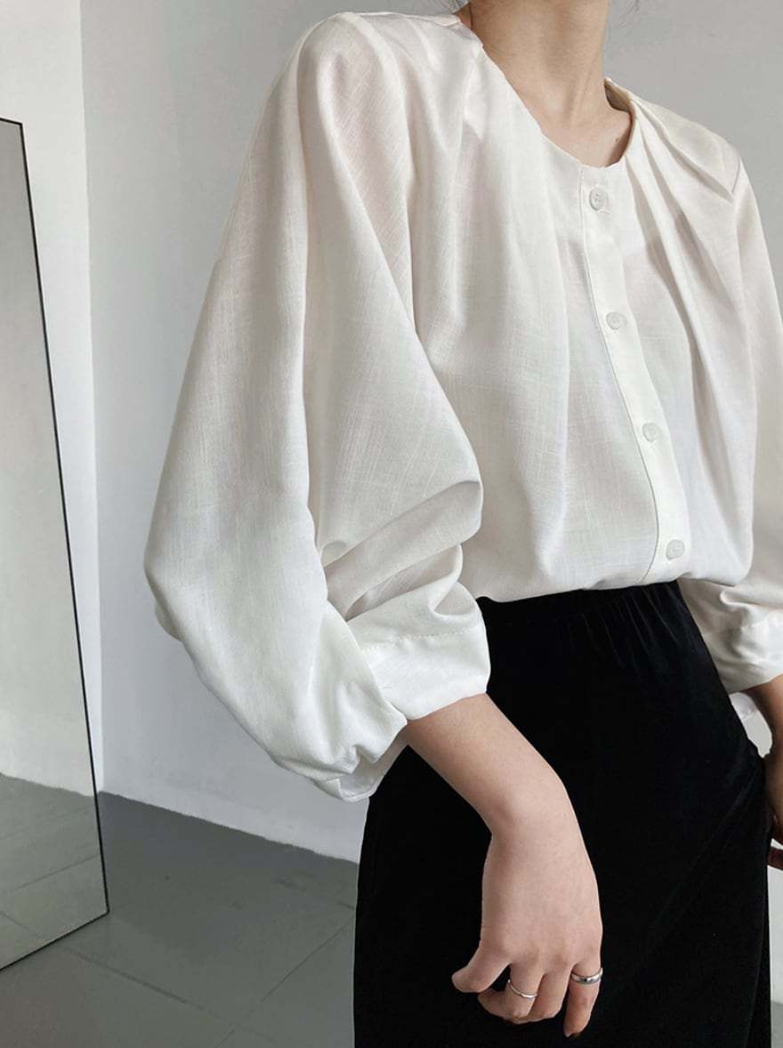 【動画あり】ラウンドネックランタンスリーブブラウス　３色展開 - select store mirror me【動画あり】ラウンドネックランタンスリーブブラウス　３色展開189782159mirror meselect store mirror me189782159ホワイトS