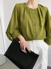 【動画あり】ラウンドネックランタンスリーブブラウス　３色展開 - select store mirror me【動画あり】ラウンドネックランタンスリーブブラウス　３色展開189782159mirror meselect store mirror me189782159ホワイトS