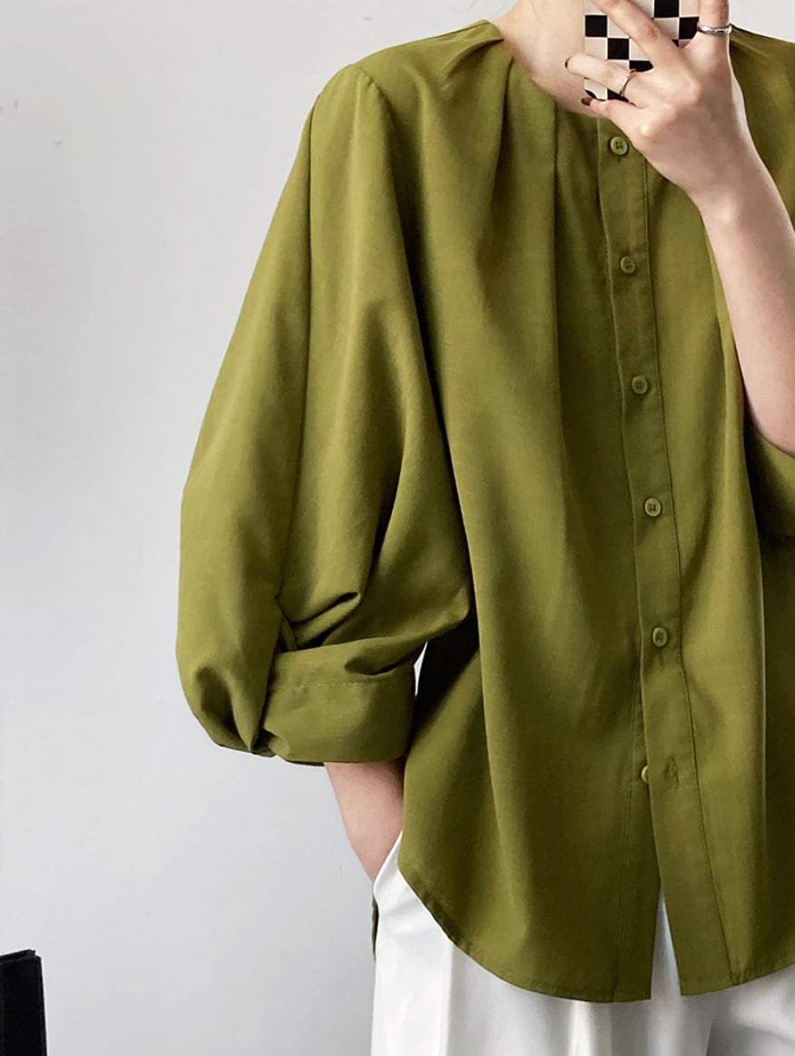 【動画あり】ラウンドネックランタンスリーブブラウス　３色展開 - select store mirror me【動画あり】ラウンドネックランタンスリーブブラウス　３色展開189782159mirror meselect store mirror me189782159ホワイトS