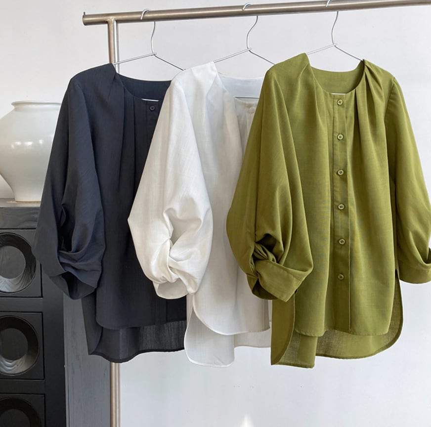 【動画あり】ラウンドネックランタンスリーブブラウス　３色展開 - select store mirror me【動画あり】ラウンドネックランタンスリーブブラウス　３色展開189782159mirror meselect store mirror me189782159ホワイトS