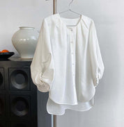 【動画あり】ラウンドネックランタンスリーブブラウス　３色展開 - select store mirror me【動画あり】ラウンドネックランタンスリーブブラウス　３色展開189782159mirror meselect store mirror me189782159ホワイトS