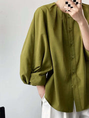 【動画あり】ラウンドネックランタンスリーブブラウス　３色展開 - select store mirror me【動画あり】ラウンドネックランタンスリーブブラウス　３色展開189782159mirror meselect store mirror me189782159ホワイトS