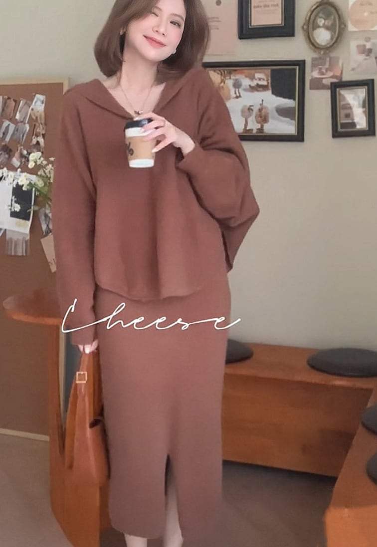 【動画あり】フーディゆるニットスカートセットアップ　３色展開 - select store mirror me【動画あり】フーディゆるニットスカートセットアップ　３色展開189842161mirror meselect store mirror me189842161ベージュ