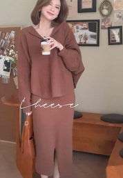【動画あり】フーディゆるニットスカートセットアップ　３色展開 - select store mirror me【動画あり】フーディゆるニットスカートセットアップ　３色展開189842161mirror meselect store mirror me189842161ベージュ