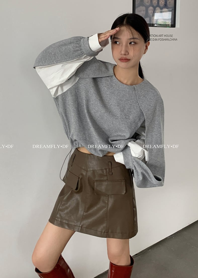 ニット異素材切り替えケープブラウストップス　３色展開 - select store mirror meニット異素材切り替えケープブラウストップス　３色展開189843277mirror meselect store mirror me189843277ホワイト