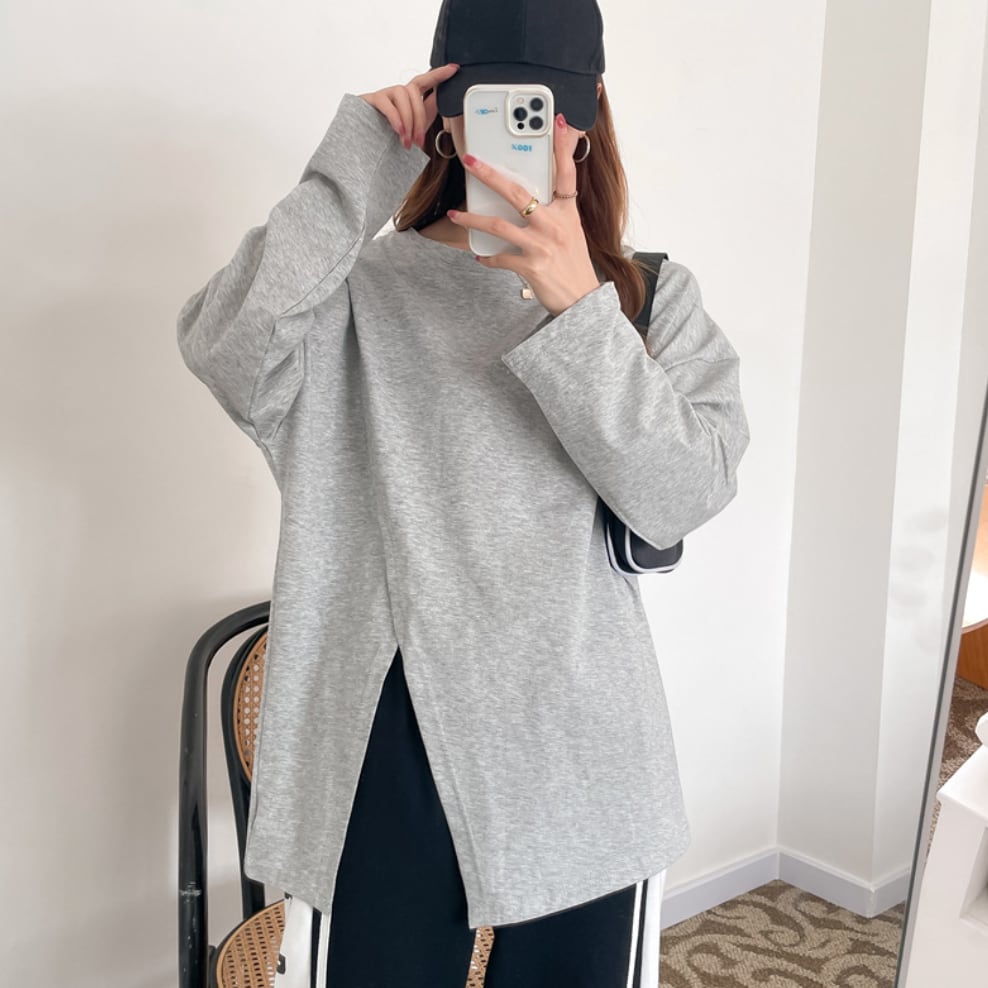 デザインスリットロングトップス　３色展開 - select store mirror meデザインスリットロングトップス　３色展開190130575mirror meselect store mirror me190130575ホワイト