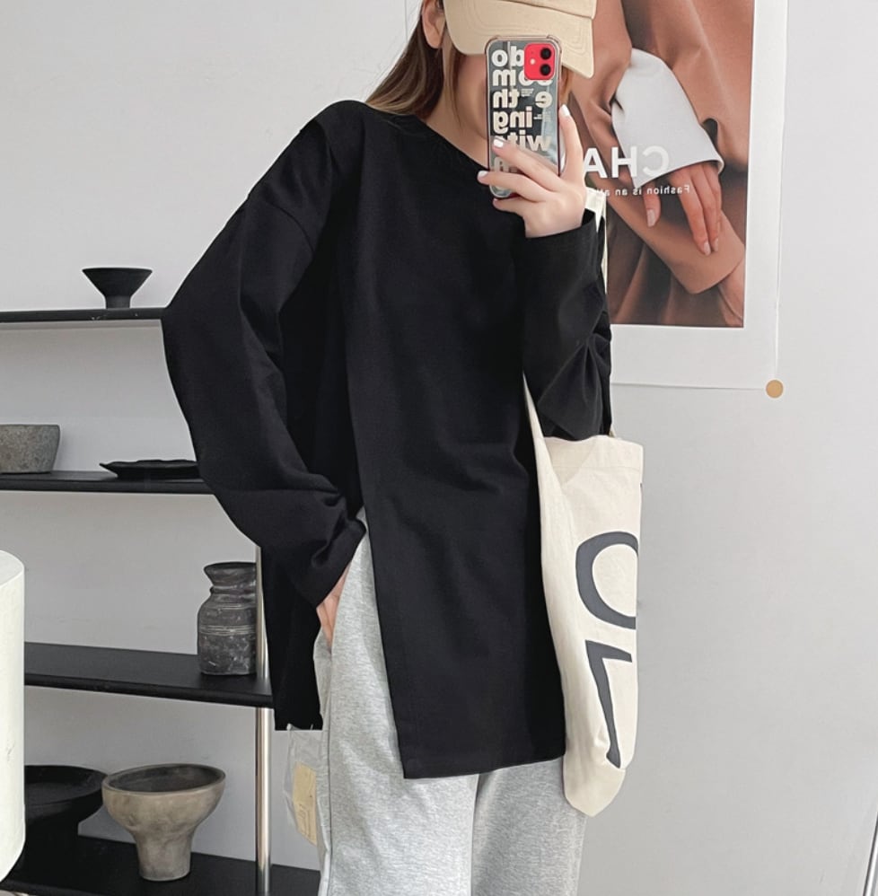 デザインスリットロングトップス　３色展開 - select store mirror meデザインスリットロングトップス　３色展開190130575mirror meselect store mirror me190130575ホワイト