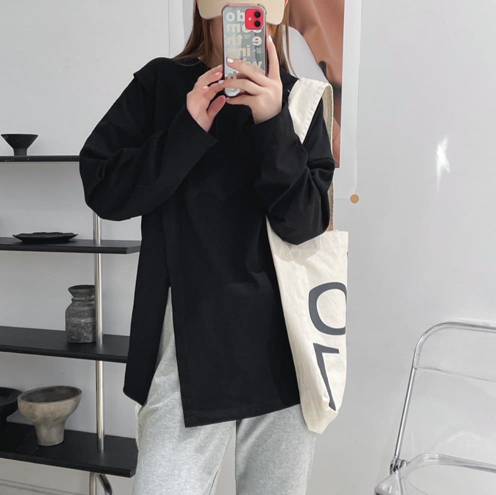 デザインスリットロングトップス　３色展開 - select store mirror meデザインスリットロングトップス　３色展開190130575mirror meselect store mirror me190130575ホワイト