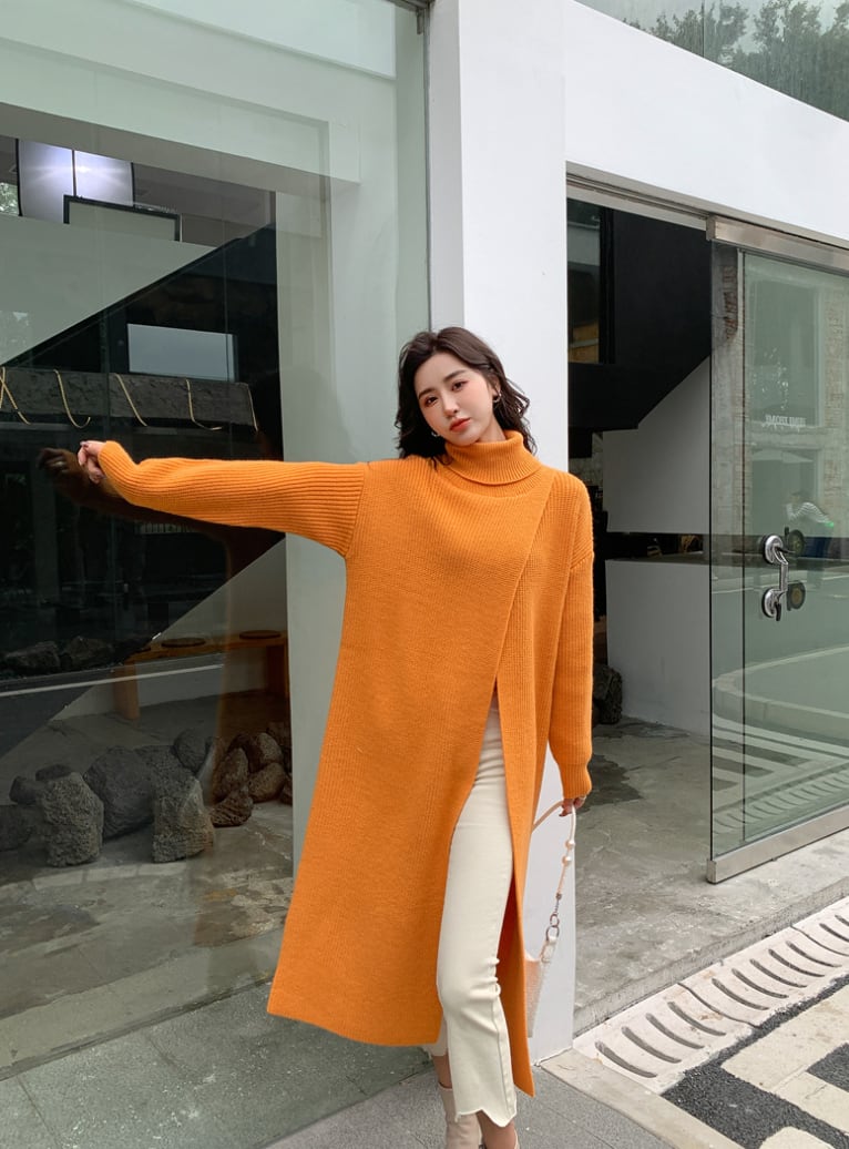 【即納あり】ビッグスリットタートルニットロングトップス　３色展開 - select store mirror me【即納あり】ビッグスリットタートルニットロングトップス　３色展開191549649mirror meselect store mirror me191549649ホワイト