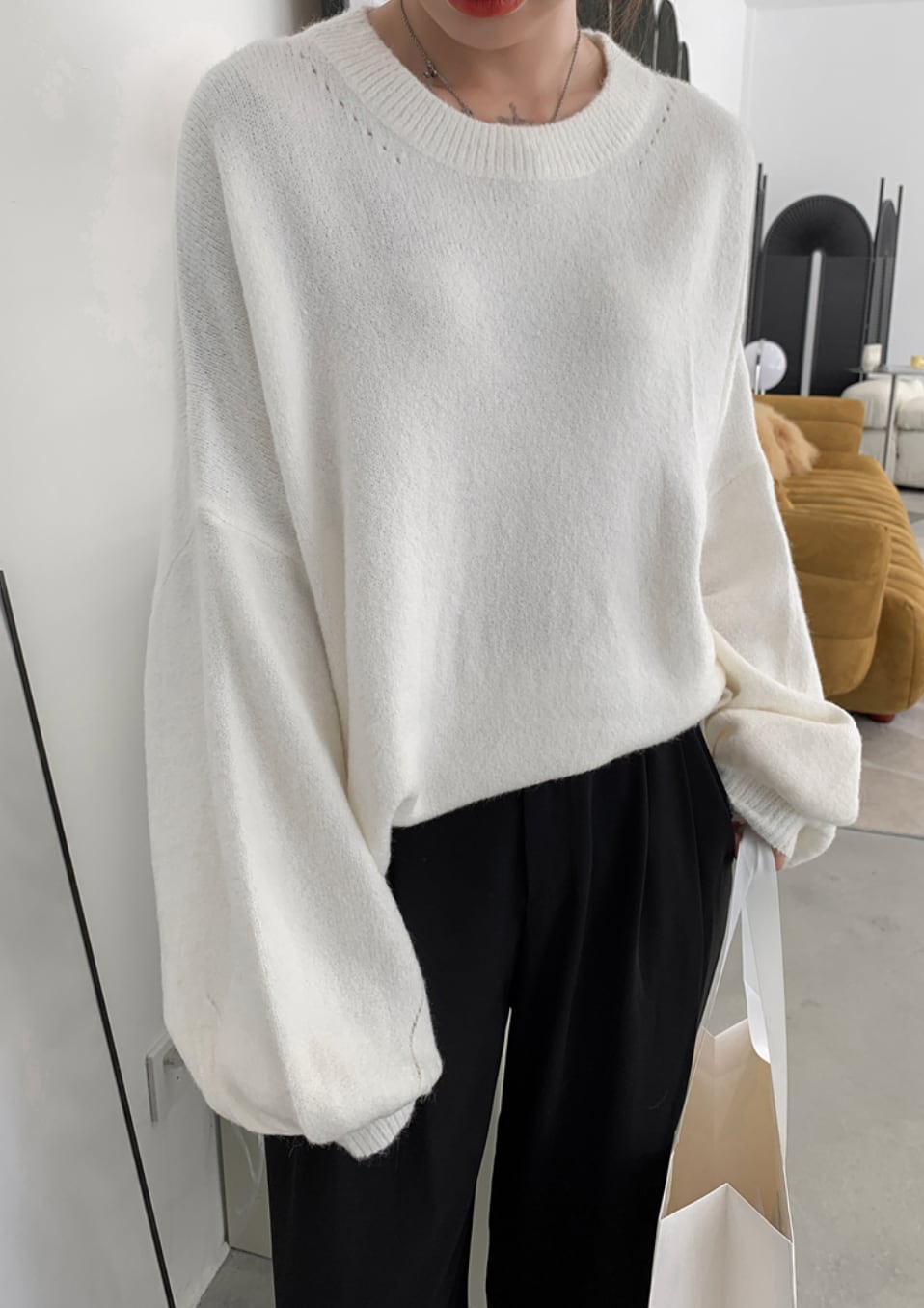 オーバーシルエットルーズニットトップス　３色展開 - select store mirror meオーバーシルエットルーズニットトップス　３色展開191550574mirror meselect store mirror me191550574ホワイト
