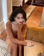 【動画あり】スクエアフロントオープンロングワンピース　３色展開 - select store mirror me【動画あり】スクエアフロントオープンロングワンピース　３色展開192047478mirror meselect store mirror me192047478キャメル
