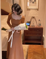 【動画あり】スクエアフロントオープンロングワンピース　３色展開 - select store mirror me【動画あり】スクエアフロントオープンロングワンピース　３色展開192047478mirror meselect store mirror me192047478キャメル