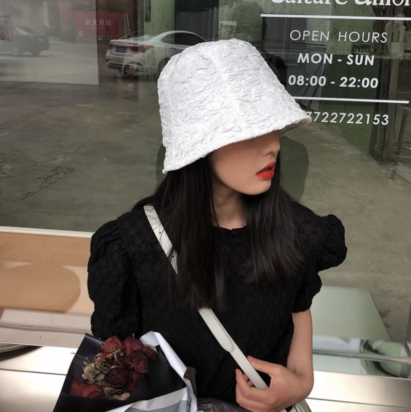 ペーパーデザインバケットハット　３色展開 - select store mirror meペーパーデザインバケットハット　３色展開195890194mirror meselect store mirror me195890194ホワイト