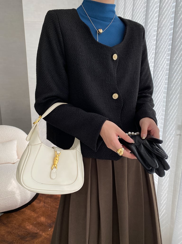 ウェーブデザイン美ラインノーカラージャケット　３色展開 - select store mirror meウェーブデザイン美ラインノーカラージャケット　３色展開197266162mirror meselect store mirror me197266162ホワイトS