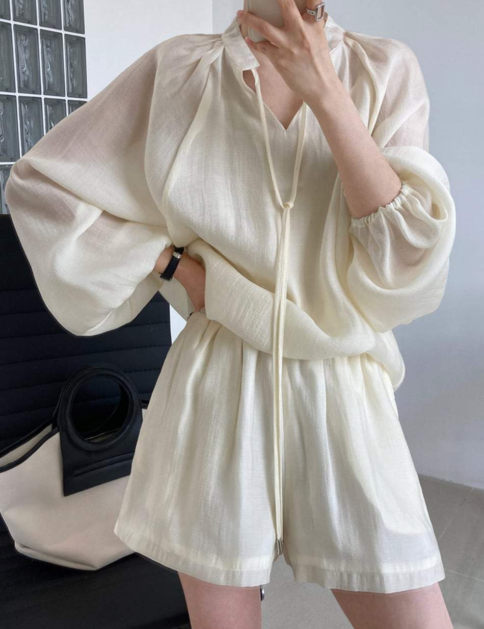 【動画あり】シフォンリラックスセットアップ　３色展開 - select store mirror me【動画あり】シフォンリラックスセットアップ　３色展開198664431mirror meselect store mirror me198664431アイボリーS