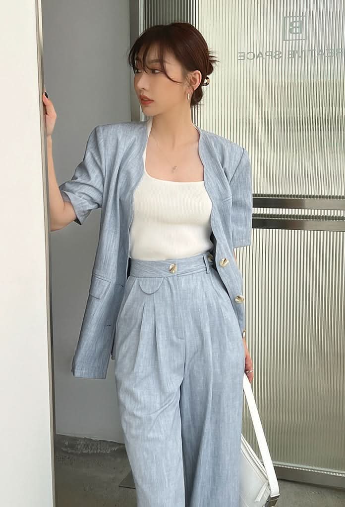 スカラップデザインクール素材セットアップ　３色展開 - select store mirror meスカラップデザインクール素材セットアップ　３色展開198676160mirror meselect store mirror me198676160ブルーS