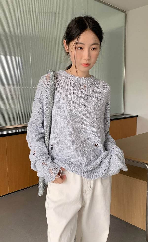 【動画あり】スプリングニットダメージシースルートップス　３色展開 - select store mirror me【動画あり】スプリングニットダメージシースルートップス　３色展開200259764mirror meselect store mirror me200259764ライトグリーン