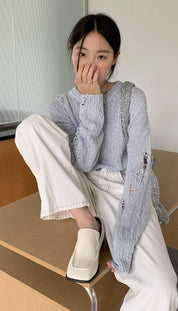 【動画あり】スプリングニットダメージシースルートップス　３色展開 - select store mirror me【動画あり】スプリングニットダメージシースルートップス　３色展開200259764mirror meselect store mirror me200259764ライトグリーン