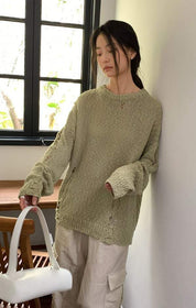 【動画あり】スプリングニットダメージシースルートップス　３色展開 - select store mirror me【動画あり】スプリングニットダメージシースルートップス　３色展開200259764mirror meselect store mirror me200259764ライトグリーン