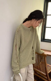 【動画あり】スプリングニットダメージシースルートップス　３色展開 - select store mirror me【動画あり】スプリングニットダメージシースルートップス　３色展開200259764mirror meselect store mirror me200259764ライトグリーン