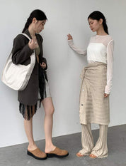 【動画あり】巻きプリーツニットロングパンツ　３色展開 - select store mirror me【動画あり】巻きプリーツニットロングパンツ　３色展開200958558mirror meselect store mirror me200958558ホワイト