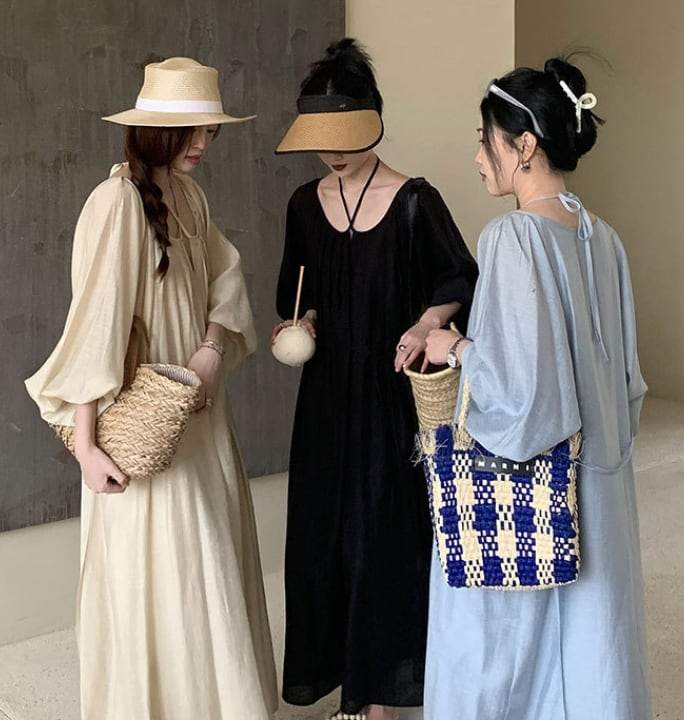 【動画あり】フロントクロスランタンスリーブマキシワンピース　３色展開 - select store mirror me【動画あり】フロントクロスランタンスリーブマキシワンピース　３色展開201175839mirror meselect store mirror me201175839アイボリー