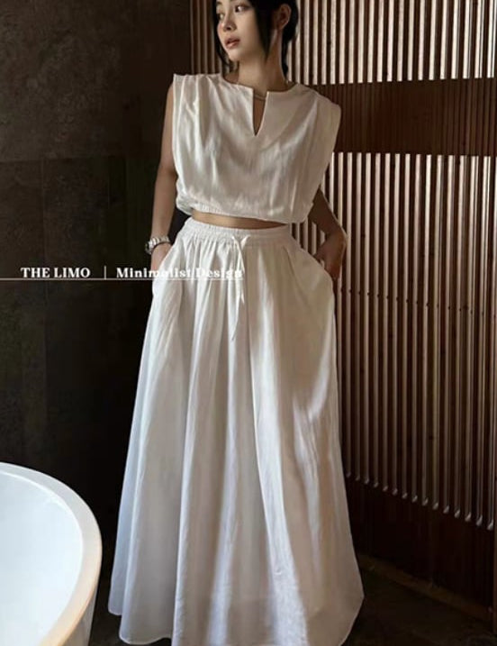 【動画あり】ノースリーブクロップド丈トップス＆スカートセットアップ　３色展開 - select store mirror me【動画あり】ノースリーブクロップド丈トップス＆スカートセットアップ　３色展開201651716mirror meselect store mirror me201651716ホワイト