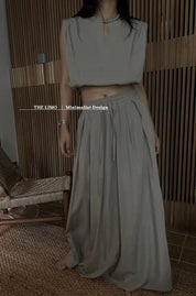 【動画あり】ノースリーブクロップド丈トップス＆スカートセットアップ　３色展開 - select store mirror me【動画あり】ノースリーブクロップド丈トップス＆スカートセットアップ　３色展開201651716mirror meselect store mirror me201651716ホワイト