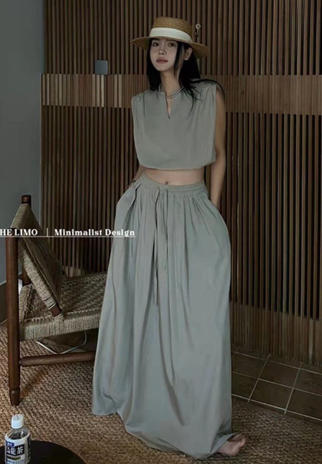 【動画あり】ノースリーブクロップド丈トップス＆スカートセットアップ　３色展開 - select store mirror me【動画あり】ノースリーブクロップド丈トップス＆スカートセットアップ　３色展開201651716mirror meselect store mirror me201651716ホワイト