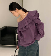 【動画あり】ワンショルダーダブルフリルブラウス　３色展開 - select store mirror me【動画あり】ワンショルダーダブルフリルブラウス　３色展開201816171mirror meselect store mirror me201816171ホワイトS