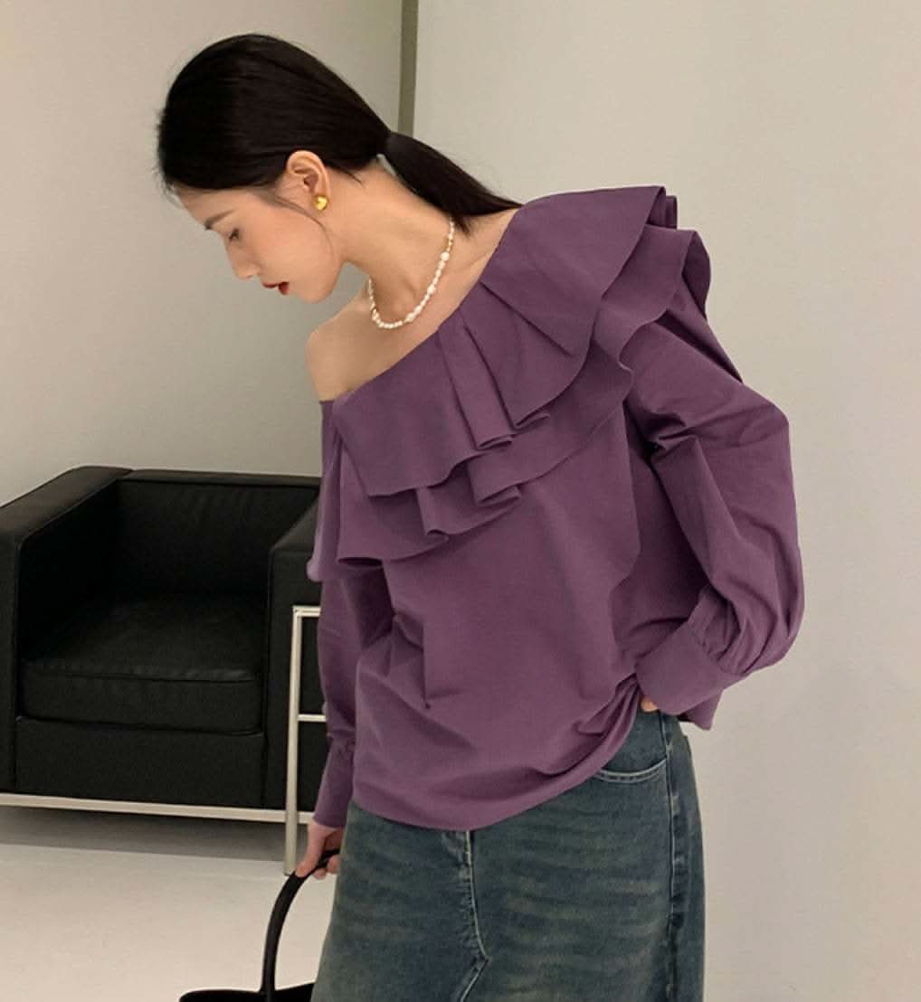 【動画あり】ワンショルダーダブルフリルブラウス　３色展開 - select store mirror me【動画あり】ワンショルダーダブルフリルブラウス　３色展開201816171mirror meselect store mirror me201816171ホワイトS