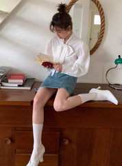【動画あり】ビッグリボンクロップド丈ブラウス　３色展開 - select store mirror me【動画あり】ビッグリボンクロップド丈ブラウス　３色展開201818798mirror meselect store mirror me201818798ホワイトS