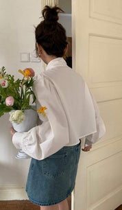 【動画あり】ビッグリボンクロップド丈ブラウス　３色展開 - select store mirror me【動画あり】ビッグリボンクロップド丈ブラウス　３色展開201818798mirror meselect store mirror me201818798ホワイトS