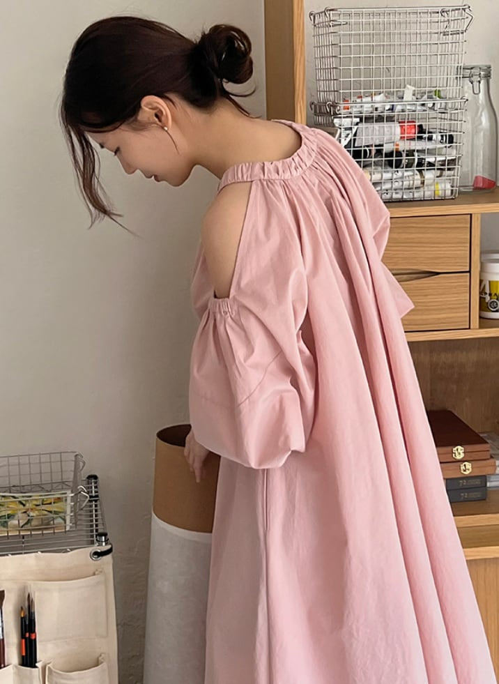 【大人気】ホルターネックカットスリーブマキシワンピース　３色展開 - select store mirror me【大人気】ホルターネックカットスリーブマキシワンピース　３色展開203424024mirror meselect store mirror me203424024ピンクS